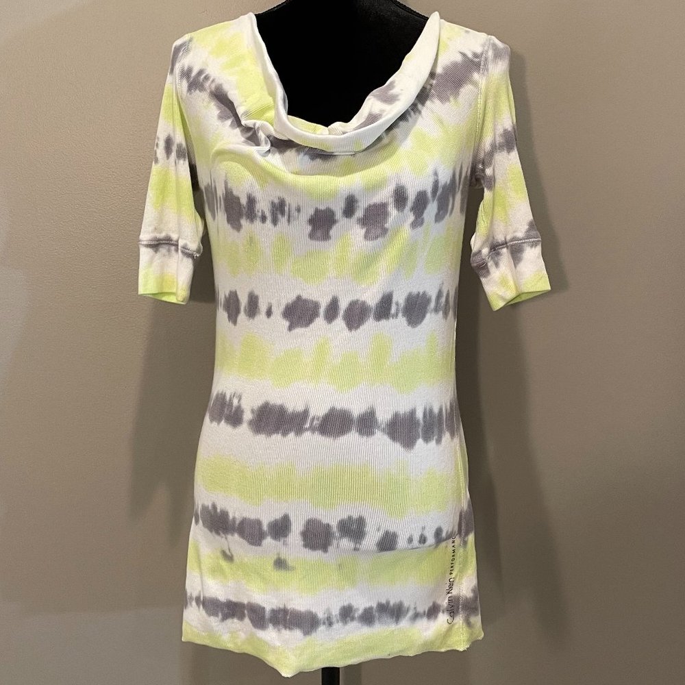 G-III Apparel Womens 1/2 Sleeve Drifit Cowl Neck Tie Dye Mini Dress sz S